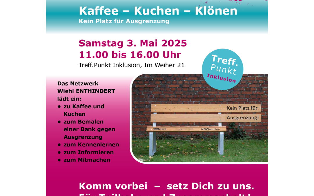 Netzwerk Wiehl ENTHINDERT lädt zu „Kaffee – Kuchen – Klönen“