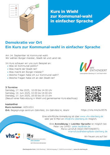 Auf dem Plakat sind die Informationen zu den Terminen des Kurses enthalten