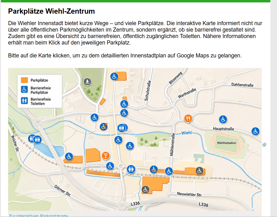 Neue Parkplatzkarte für Wiehl: Barrierefrei planen, besser ankommen